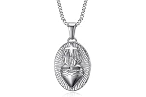 BOBIJOO Jewelry - Pendentif Collier Sacré Coeur de Jésus Christ Amour Dieu Femme Acier Inoxydable Argent
