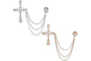 SOFPLATE 1 låda 2 färger herr brosch kostym pin emblem med kedjor hängande kedja brosch nål silver guld legering kors falsk s