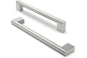 FURNIWARE 5 Stück Möbelgriffe, 192mm Bohrlochabstand Edelstahl Möbelgriffe Schrankgriffe Küche Kabinett Griff Verwendet für Türgriff der Badezimmertür Kleiderschrank(Gebürstetes Satin-Nickel)