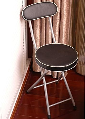 ZCJB Staircase stool Backrest Stool Folding Chair Small Round Chair Portable Leisure Computer Chair Office Chair Ladder stool ( Color : Black )