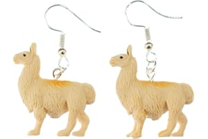 Miniblings Lama Alpaka kolczyki wiszące Ameryka Południowa Peru Kamel Beż Guma - Ręcznie robiona modna biżuteria I Kolczyki Kolczyki Kolczyki posrebrzane, 26mm, Kauczuk