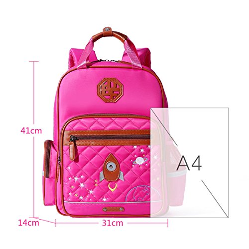 Preisvergleich Produktbild Schulrucksack Kinderrucksack Schulranzen Schulranzen Schulmädchen Mädchen Jungen Jugendlichen,RoseRed-31*14*41cm