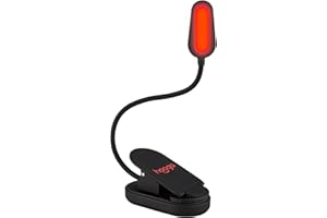 Hooga Red Book Light, Clip On 625nm LED Light for Reading in Bed, No Blue Light, Eye Care, Gift for Students, Kids, Travel, Nursing, Studying