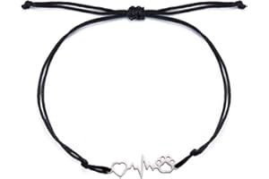 SIPURIS Collar de latido de corazón con estampado de huellas de perro, bonita pulsera de huellas de animales, pulsera de amor para mascotas, regalos conmemorativos para niñas y mujeres