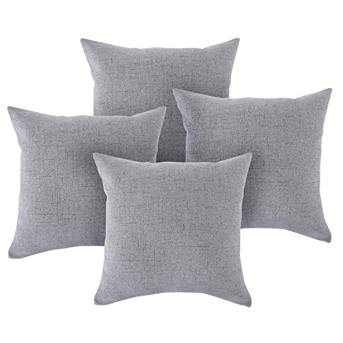 Deconovo 4er Pack Leinenkissenbezug Kissenhülle Kissenbezug 45×45 cm Grau - 3