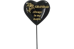 Yireal Grandad Black & Gold Lily Flower Memorial Stick Graveside Plaque