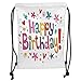 Produktbild Trsdshorts Drawstring Backpacks Bags,Birthday Decorations,Natural Garden Themed Design with Daisies Cheerful Mood Hearts Stars,Multicolor Soft Satin,5 Liter Capacity,Adjustable String Closure