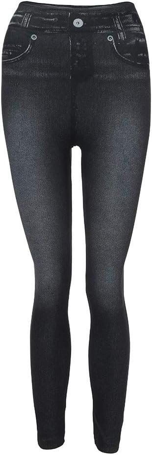 LINSINCH Leggings Stretch Training Trousers Women Denim Pants Pocket Slim Leggings Fitness Plus Size Leggins Length Jeans for Yoga Fitness Running Cycling Sport