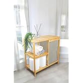 Digithome Bambu 3 Raflı Kumaş Sepetli Banyo D&uuml;zenleyici Kirli &Ccedil;amaşır Sepeti DB-0046