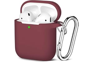 Maledan Kompatybilne z etui Airpods 2 i 1, silikonowe, odporne na wstrząsy etui ochronne do Airpod, wodoodporne [widoczna przednia dioda LED] obsługa bezprzewodowego ładowania za pomocą karabińczyka,