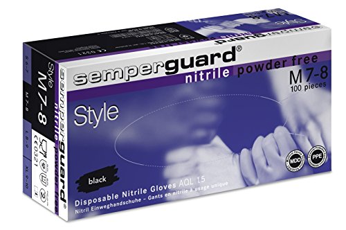Semperguard Nitrile Style Disposable Gloves, Medium - Pack of 100