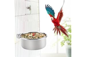 FTVOGUE H?ngende verstellbare, Wildv?Gel Futterstationen Lebensmittel Wasser Lebensmittel Futternapf Edelstahl Papagei Sittich Feeder Vogelk?fig Zubeh?r Trinkbecher(S)