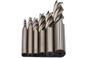 OUDTINX Oudtinz 1/8" 3/16" 1/4" 5/16" 3/8" 1/2"high Speed Steel HSS 4 Flute Straight End Mill Cutter Set of 6