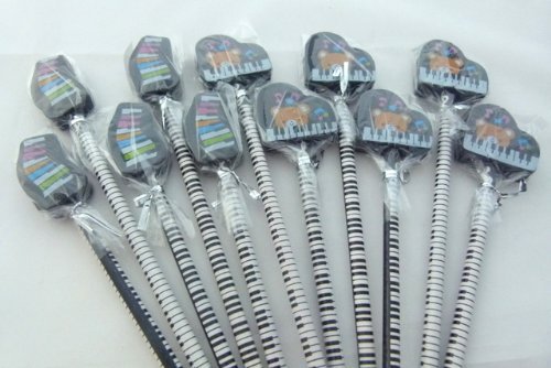 Preisvergleich Produktbild 12 Musik themed Bleistifte - Klavier mit Bär Radiergummi und Tastatur Formradiergummi