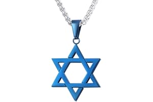 U7 Collar Estrella de David Colgante de Acero Inoxidable 316l para Hombres Mujeres Regalo Cumpleaños Joyería Judía de Protección para Familia