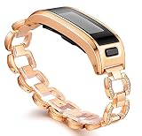 Ersatzarmband für Garmin Vivosmart HR, Metallgehäuse mit einstellbarem Uhrenarmband, Zubehör, GM-03-Rose Gold