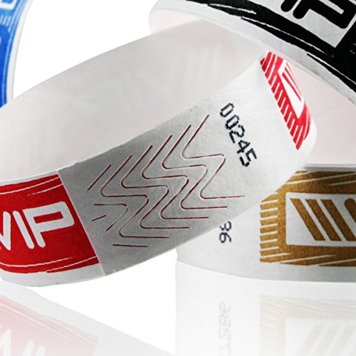 linie zwo    Pack de 100 Pulseras de Seguridad Tyvek   19 mm VIP  Negro