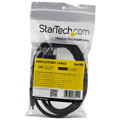 STARTECH USB-C auf DVI Adapterkabel – USB Typ-C auf DVI Konverter / Adapter – 2m – 1920×1200 - 5