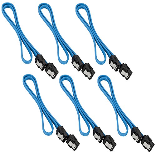 Witasm 6 Stück SATA III Kabel 6.0 Gbps Anschlusskabel HDD SSD Datenkabel mit gerade Stecker, 46cm(Balu) - 6