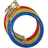MASTERCOOL 90262-36 set of 3x90cm Standard &amp; High Pressure Hose w/Manual Shut-Off Valve fittings (1/4 SAE)