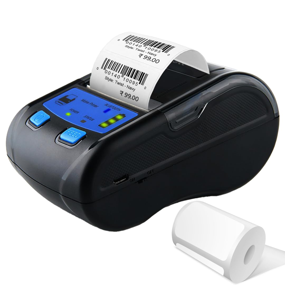 helett® H65C Portable Bluetooth Thermal Label Printer 58mm (Max Printing Width 2Inch) Connect Android iOS Phone & Laptop(USB 