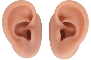 GERNIE Modello di Orecchio in Silicone, 1 Paio di Modelli realistici di Orecchio Umano Morbido a Sinistra e a Destra riutilizzabili per la Pratica del Piercing all'orecchio Finto