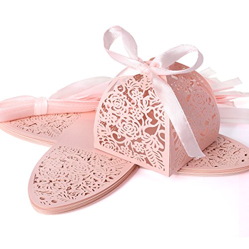 25 x Pink Laser Cut Hochzeit Taufe Gastgeschenk Geschenkbox Kartonage Schachtel Bonboniere Box Hochzeit Dekoration Hochzeitsdeko Tischdeko