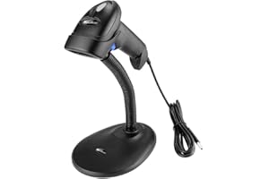 NetumScan Handheld USB 1D Barcode Scanner with Stand, Wired CCD Bar Code Reader for POS System Sensing, Store, Supermarket, Warehouse