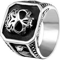 Anello Da Uomo Calvarium Skull Ring Gothic Biker Ring Moto Band Gioielli - Foto 8