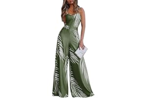 ORANDESIGNE Donna Jumpsuit Lungo Scollo a V Tinta Unita Estiva senza Maniche Pantaloni Casual Bretelle Playsuit Romper con Coulisse Monopezzi Tutine Salopettes