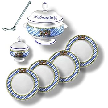 7-Teiliges Bayerisches Weißwurst-Set mit Rautenrand