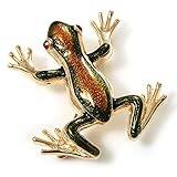 Chapado en oro esmalte broche con forma de rana (marrón y verde)