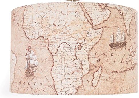 8" (inch) Vintage Brown Old World Map Table Lampshade