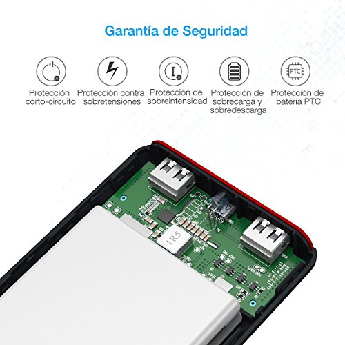  Versi  n Mejorada  Poweradd Pilot X7 20000mAh Cargador M  vil Port  til Bater  a Externa Power Bank para iPhone iPad Cable de Apple no Incluido  Dispositivos de Samsung y M  s Reciente iPhone7 Color-Negro y Rojo