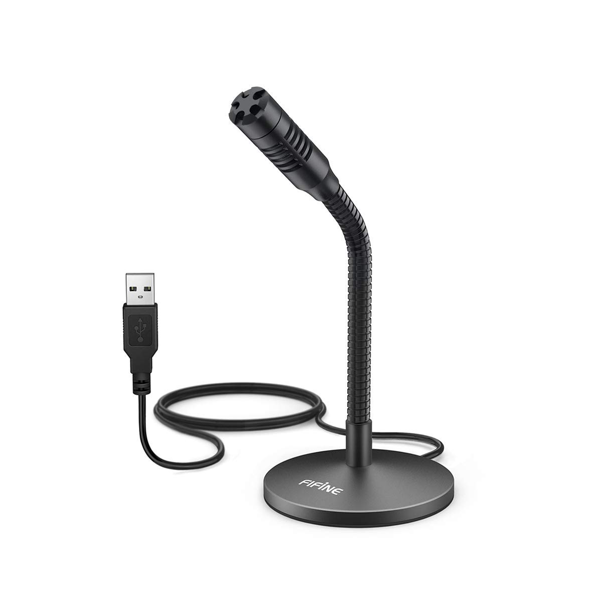 (Refurbished) Fifine Mini Gooseneck USB Microphone for Recording on Desktop Computer, Laptop, PC - Plug and Play Great for Skype, YouTube, Gaming, Streaming, Voiceover, Discord and Tutorials - K050