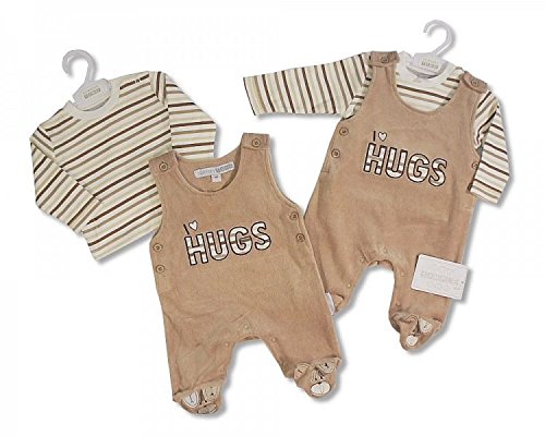 2 Piece Baby Dungaree Set With Embroidery and Applique - 0/3 Months
