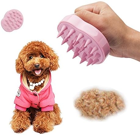 MAMACHU Pet Brush, Silicone Pins Washable Dog Grooming Comb Cat Shedding Brush Massage Bath Shampoo Tool for Short Long Hair (Pink)