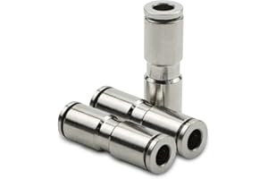 Bwintech 3 piezas 8mm Racor recto de enchufe neumático,2 vías Latón niquelado Adaptador rápido para línea de aire PU
