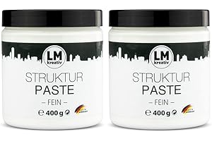 LM-KREATIV LM Stucco a grana fine, 2 confezioni da 400 g, colore bianco, stucco in pasta per creazioni artistiche Stucco in pasta a grana fine Ideale anche come semplice stucco