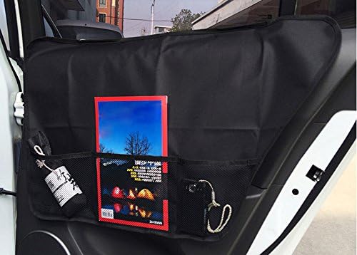 Wommty Waterproof Anti-Scratch Pet Car Door Cover Protector, Secure Fit & Velcro Opening For Seat Belts, Protects Upholstery From Dust, Dog Hair & Dirt, Fit All Vehicles, 2 Pack (Black)