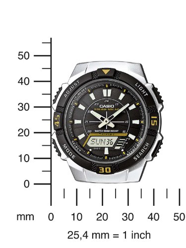 Casio CASIO Collection Men - Reloj analógico - digital de caballero de cuarzo con correa de acero inoxidable plateada (alarma, cronómetro, luz, solar) - sumergible a 100 metros - Imagen 6