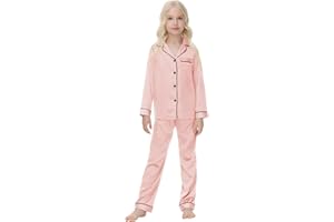 Verve Jelly Bambini Bambino Bambino Ragazza Ragazzo Pigiama Raso Set Manica Lunga Button-Down Magliette e camicette Camicia Pigiama + Pantaloni Lunghi Bottoms Pantaloni Degli Indumenti Da Notte Abiti