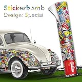 Stickerbomb-Folie seit 2013 mit echten Logos und Marken und ohne ständige Logowiederholungen