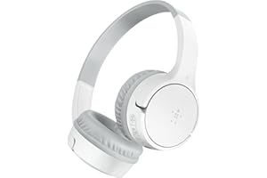Belkin Casque audio sans fil SoundForm Mini pour enfants avec micro intégré (pour apprentissage en ligne, études, voyage, compatible avec l’iPhone, iPad, Kindle, etc., blanc)
