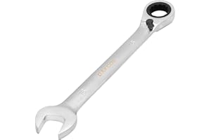 DAKCOS Reversibili chiave combinata a cricchetto 18 mm - chiave combinata metrica a cricchetto in CR-V con finitura cromata opaca