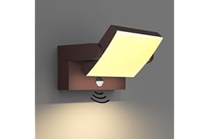 Klighten Lampade Esterno con Sensore di Movimento, 24W LED Applique da Esterno/Interno Orientabile IP65, Luce Parete in Alluminio per Ingresso Terrazza, Bronzo, 1500 Lumen, Bianco Caldo 3000K