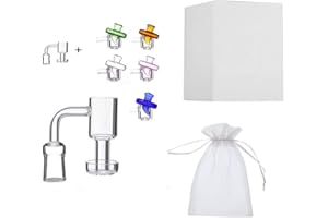 JINNUO QUARTZ BANGER WITH UFO CARB CAP JINNUO Set Terp Vacuum Quartz Banger con UFO Carb Cap Terp Banger 14mm Chiodo Domeless per Bong di vetro (14 Male With Clear Carb Cap)