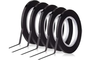 FEPITO 5 Pieces Black Chart Tape Self Adhesive Whiteboard Tape Gridding Graphic Tape for Office School 3mm