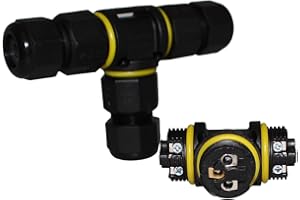 LEDLUX Conector de conexión IP68, 3 pines para cable eléctrico de 6 a 12 mm, impermeable estaño (forma T 95 x 65 x 20 mm)
