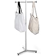 Blulu 1 Pcs Heavy Duty Adjustable Shopping Bag Rack Metal Rack for Retail Store Chrome Handbag Display Stand for Trade Show Boutique Small Business, 45 Inch (Silver)